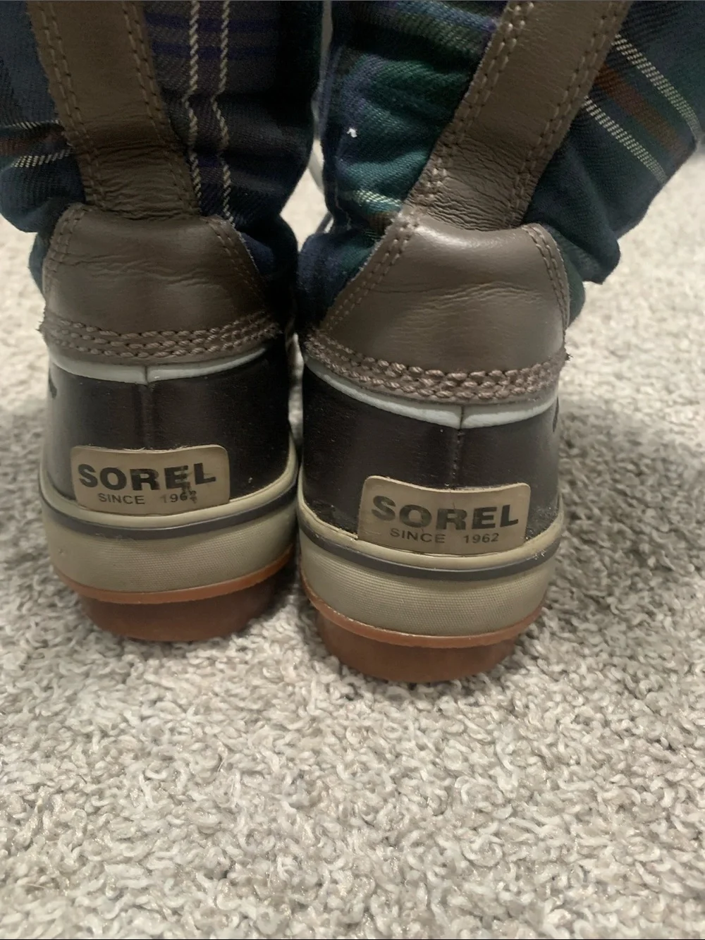 Sorel Tivoli Blue Plaid Tall Lace-Up Rain & Snow Boots
